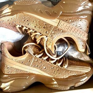 Rose Gold/Cream Rhinestone Steve Madden Sneakers